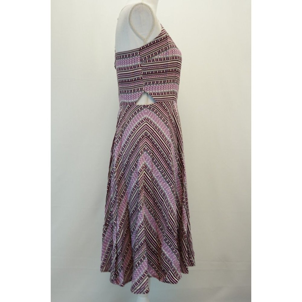 1. State Womens Dress M Spaghetti Strap Fit & Flare Print Dress Plum Purple M - Picture 3 of 8